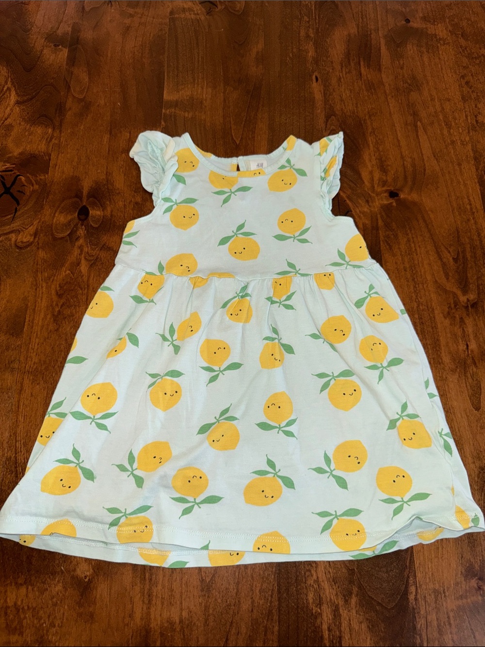 H&M Mint Dress with Yellow Lemon Print